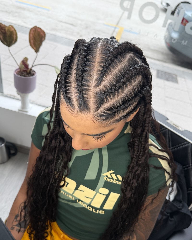 Trenzas fulani con accesorios