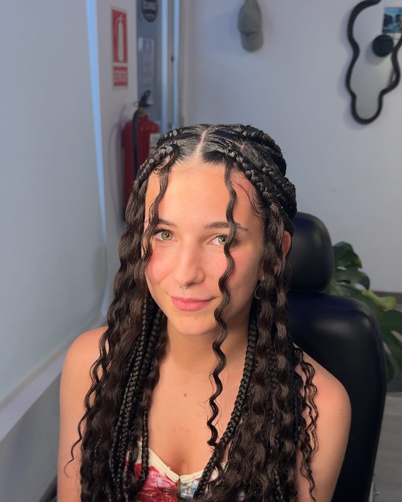 Trenzas knotless hechas en Bohío Braids